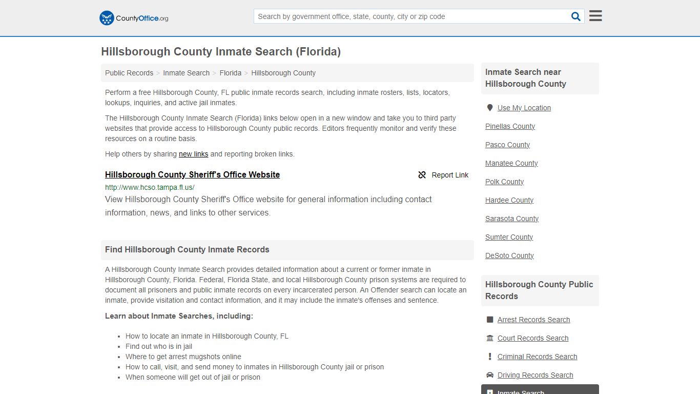 Hillsborough County Inmate Search (Florida) - County Office